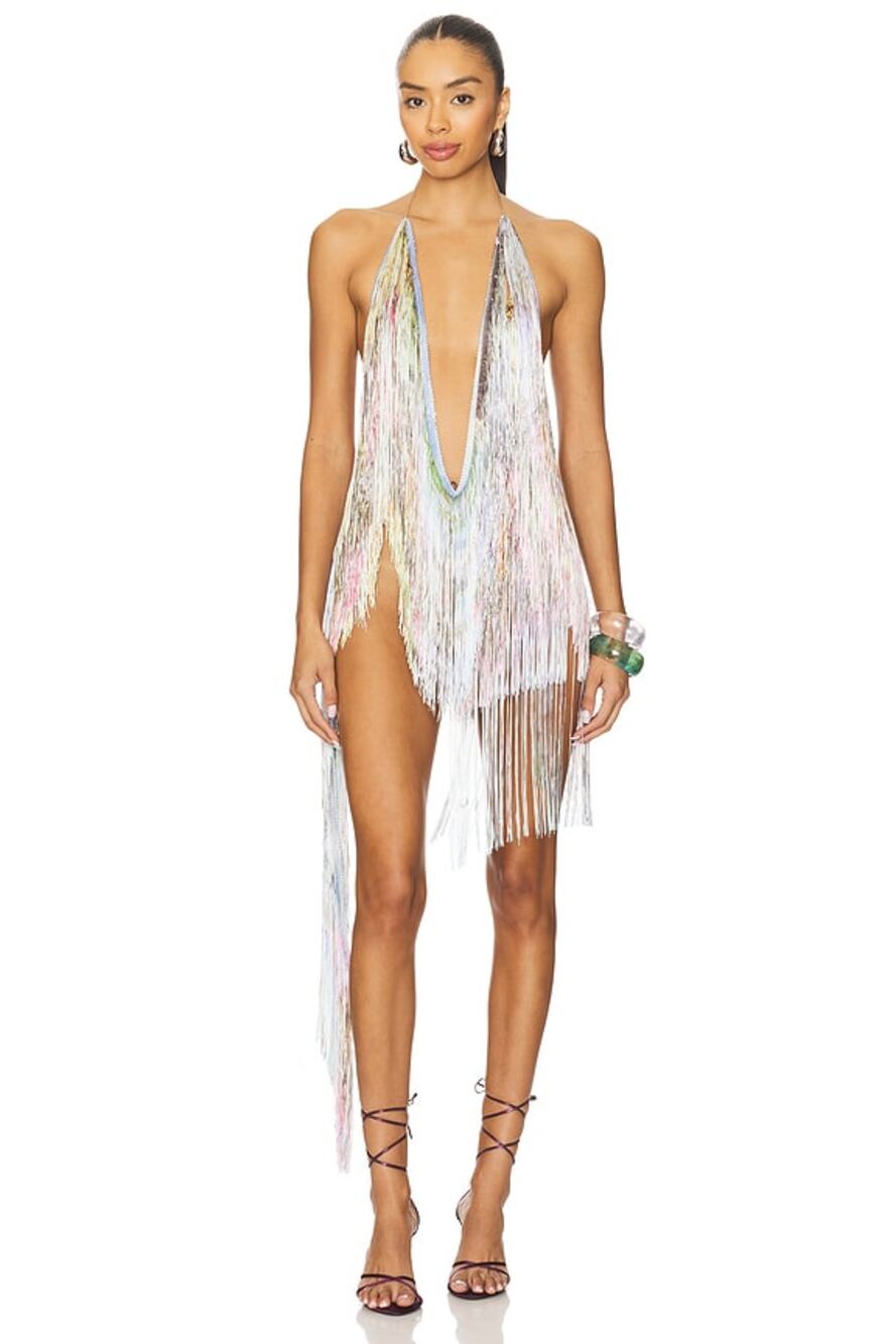 The Dolls House Lola Multicolor Fringe Mini Dress Size S